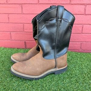 Vtg Laredo Cowboy Boots Brown‎ Black Western Womens Size 8 M Rodeo USA Pull On